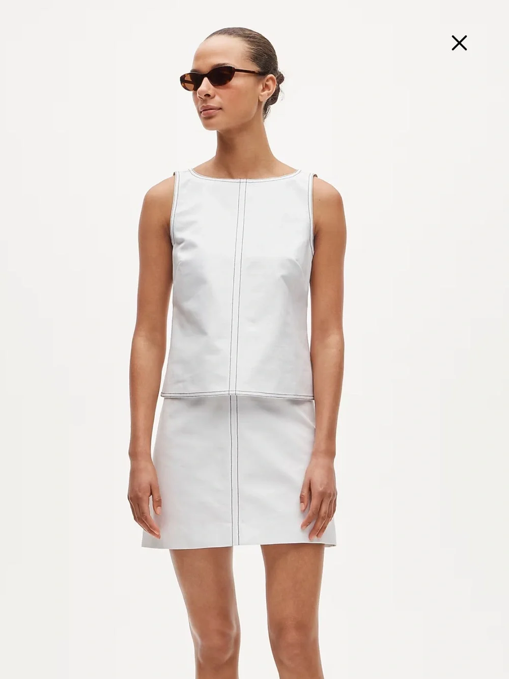 NWT J Crew Contrast-Stitch Shell Top in Double Cotton Poplin – White – Size 4